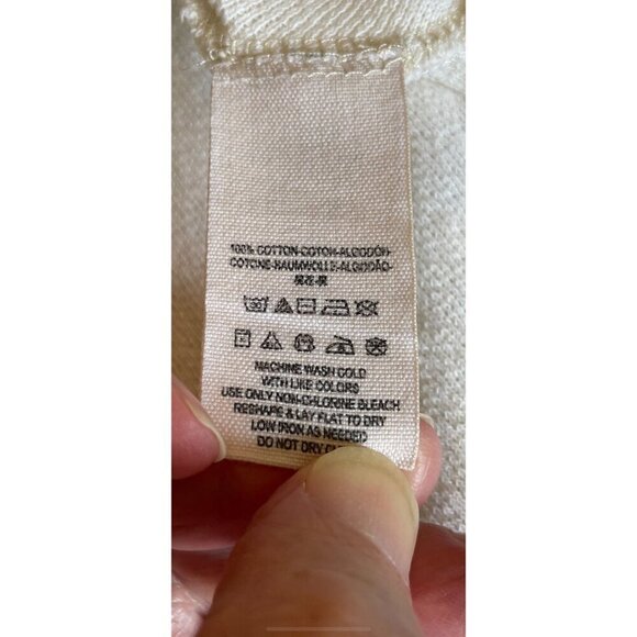 We The Free Sz Small Top Oversized Off White Cream Knit Cotton Boho Peasant - Picture 9 of 12